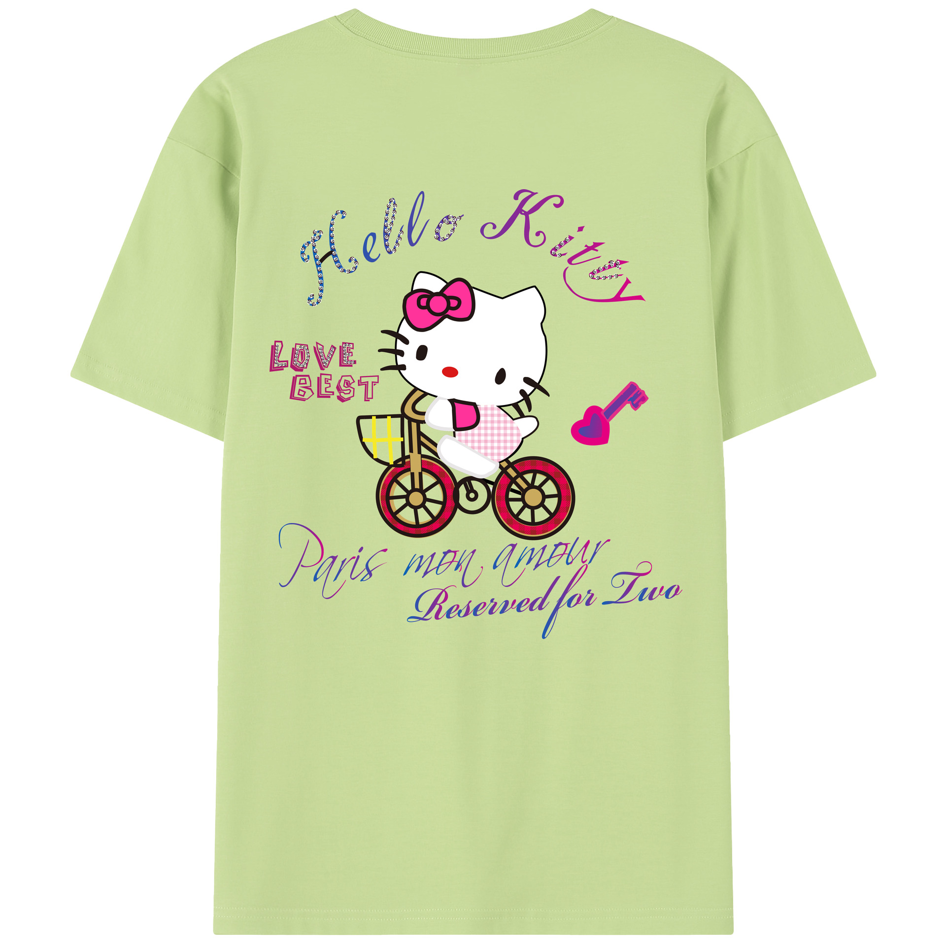（画像用） Hello Kitty ハローキティ 綿100％半袖Tシャツ（背面プリント）